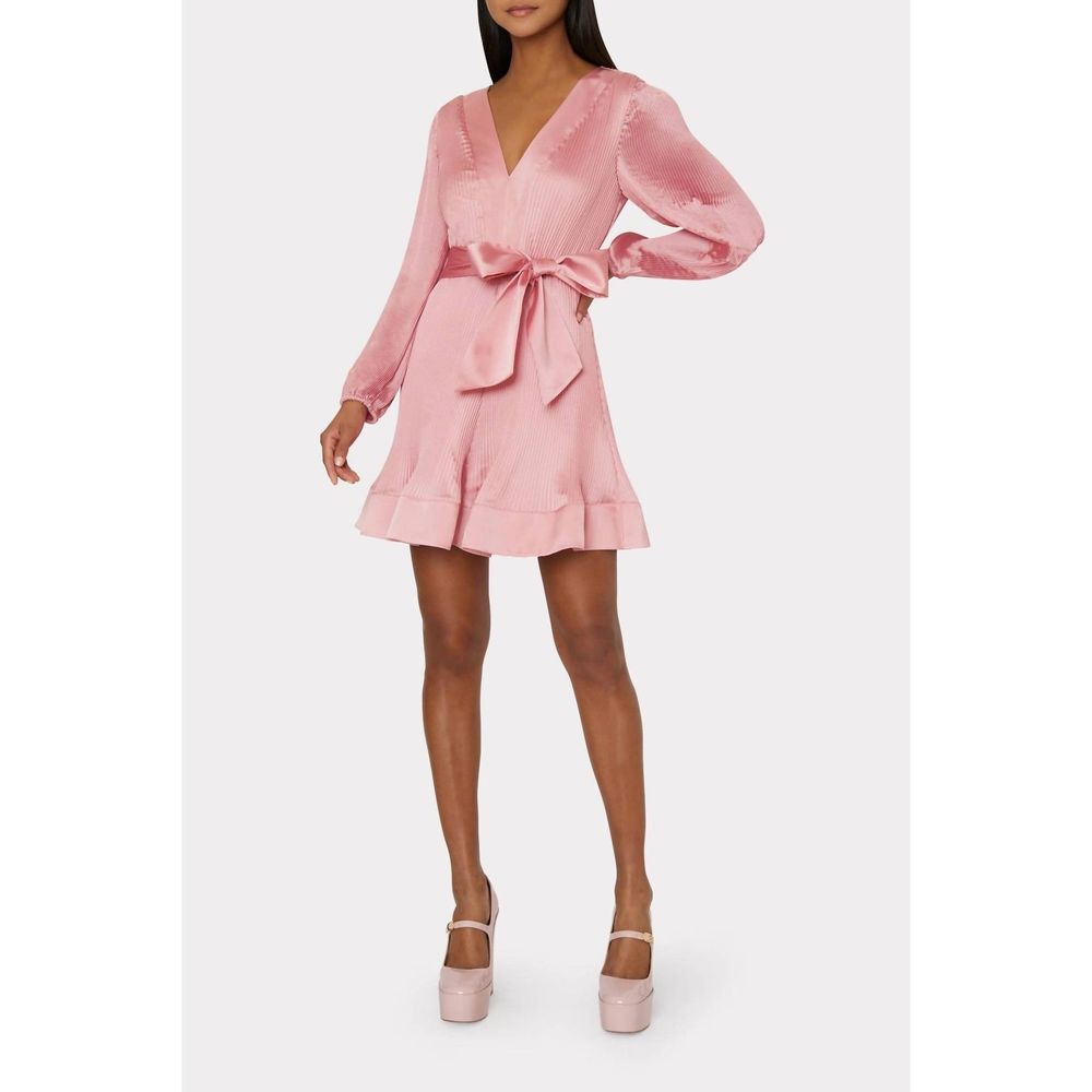 Milly Pink Ruffled Wrap Mini Dress